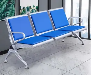 Office Bench:3-Seat Padded Stong Steel Frame Guest Bench