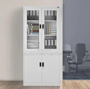 Cabinets: 2-Door Metal Cabinet With 2 Swing Glass Doors