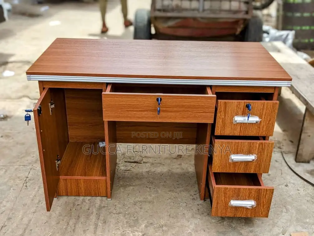 Office Desk: Simple Wooden Modern 140cm Staff Office Desk