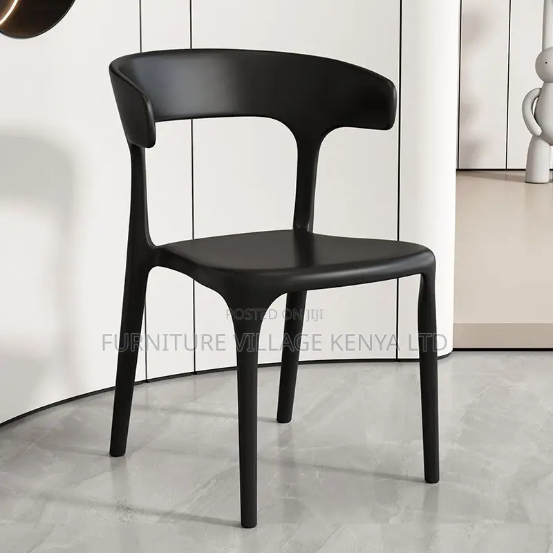 Office Chair: Designer Plastic Chair With Curved Backrest