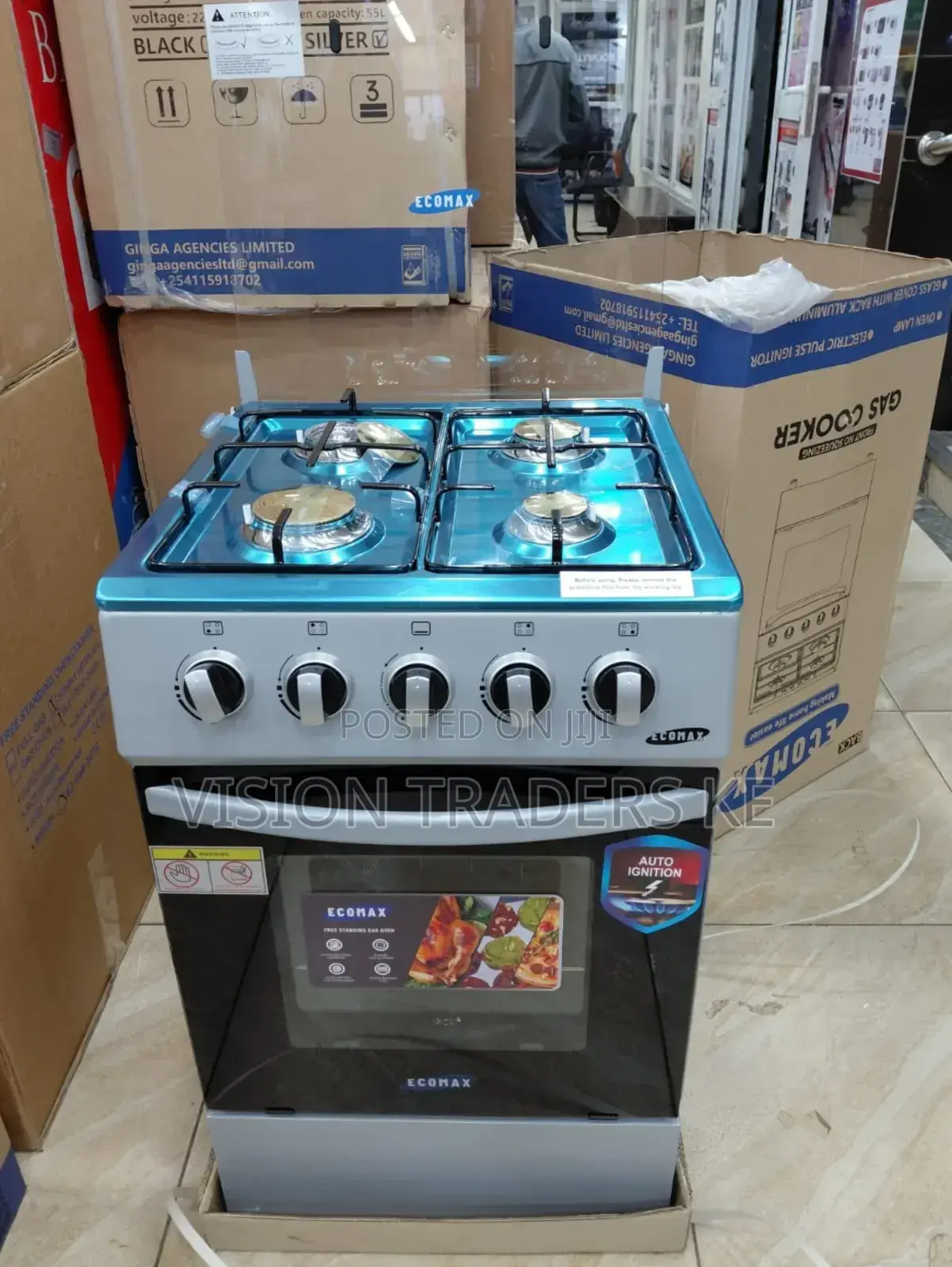 Ecomax 50*55cm 4gas Burner Standing Cooker Gas Oven