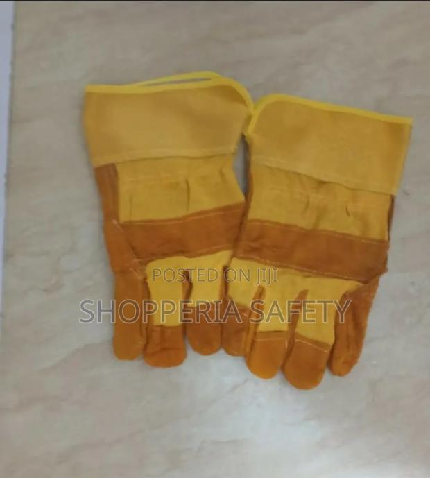 Yellow Short Leather Gloves - main view