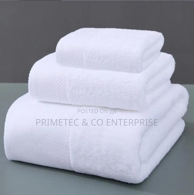 Milk White 3 PCS/Set Cotton Quality White Shower Towels. - main view