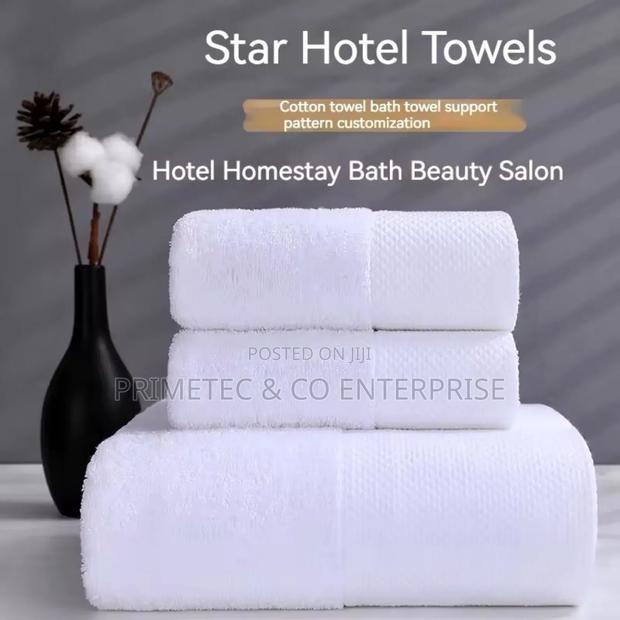Milk White 3 PCS/Set Cotton Quality White Shower Towels. - thumbnail 3