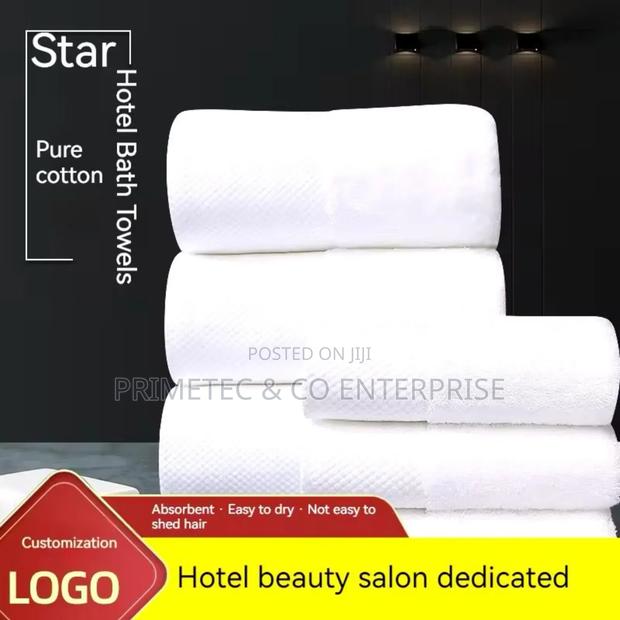 Milk White 3 PCS/Set Cotton Quality White Shower Towels. - thumbnail 4