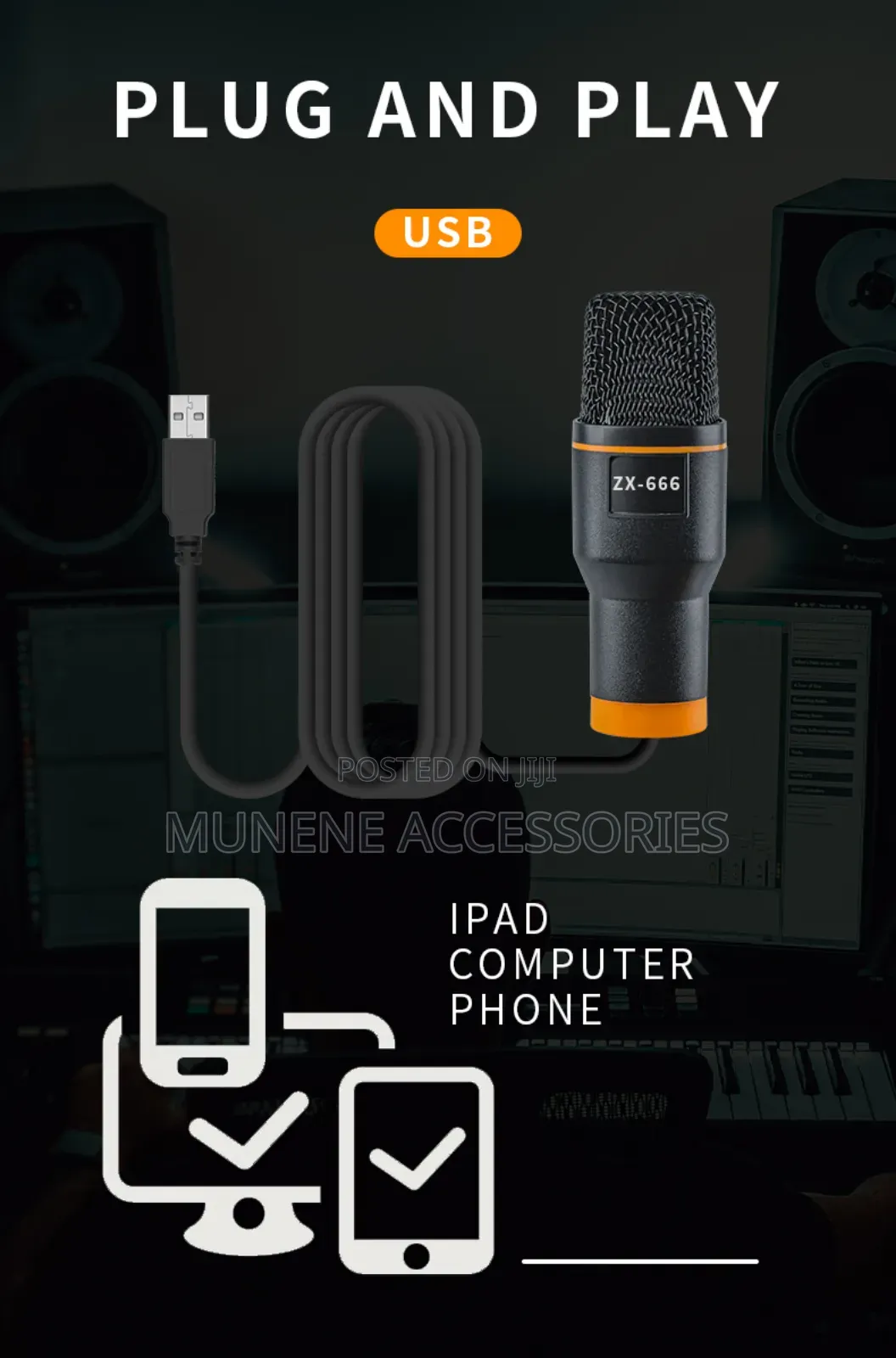 RGB Streaming Usb Microphone, Condenser for Laptop, Studio,