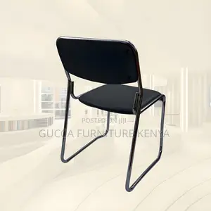 Office Chair:No Wheels Armless Conference Chrome Chair
