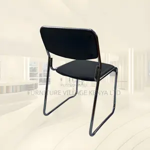 Office Chair:Fixed-Leg Armless Chrome Meeting Chair