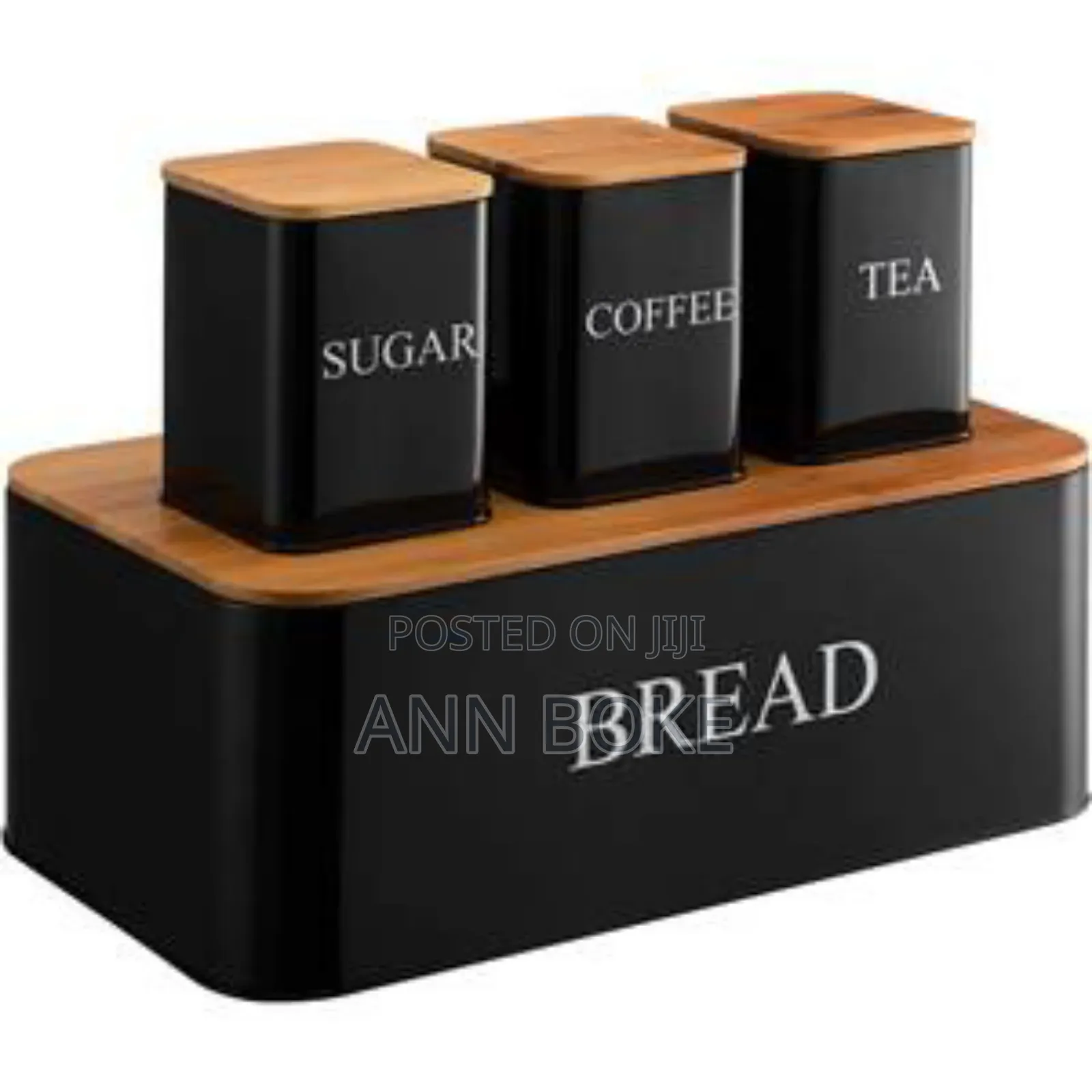 7.5l Bread Bin 3 Canisters Each 1l With Bamboo Lids