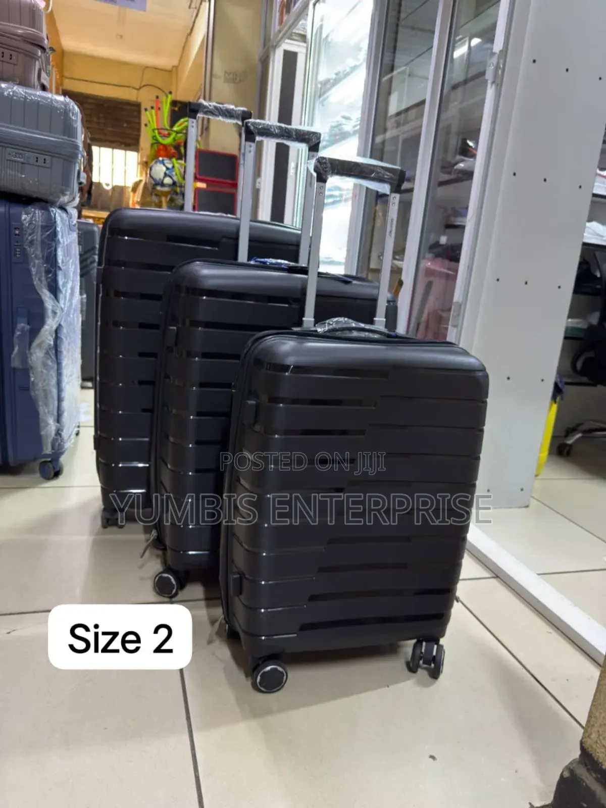 Black Set of Rubber Suitcase 3 in 1