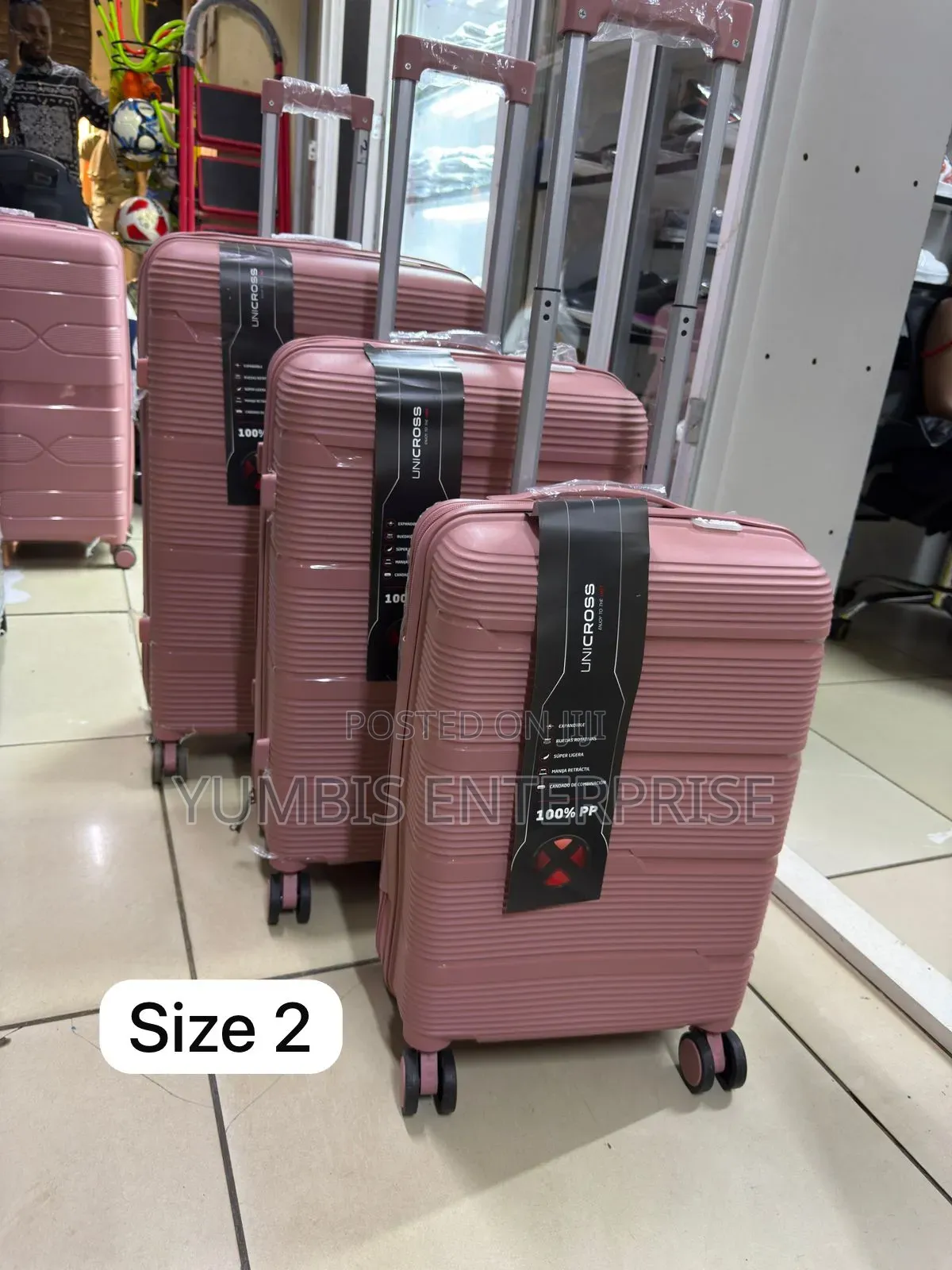 Pink  Rubber Suitcase 3 in 1 Suitcases Rubber Luggage Sets