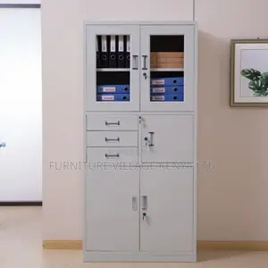 Cabinets: 2-Door White Office Cabinet With Concealed Safe