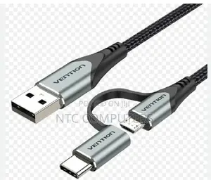 Vention Usb 2.0 a Male to 2-in-1 Micro-B Usb-C Male 3a Cabl