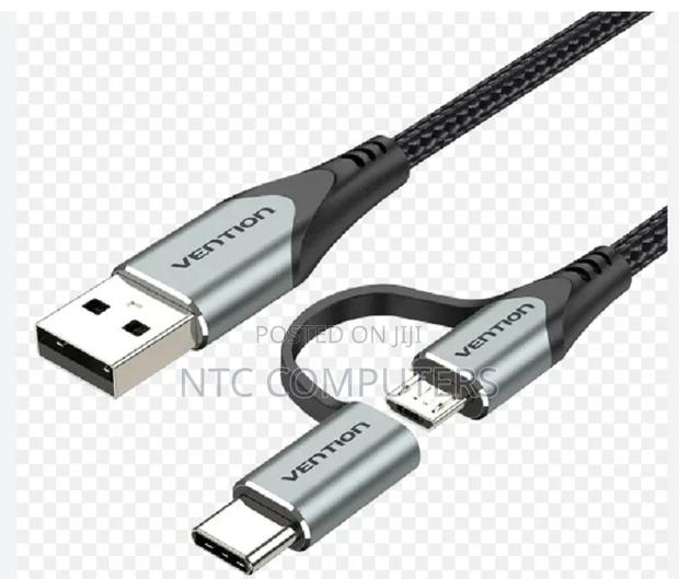 Vention Usb 2.0 a Male to 2-in-1 Micro-B Usb-C Male 3a Cabl