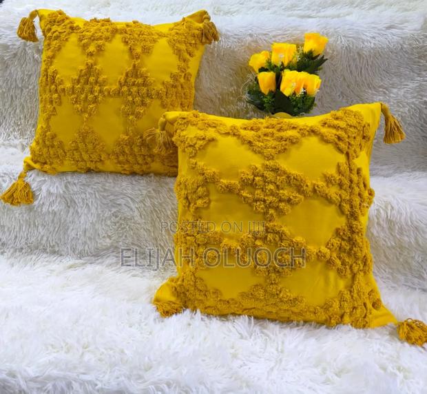 Boho/Tufted Pillow Covers Yellow