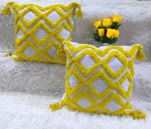 Boho/Tufted Pillow Covers Yellow