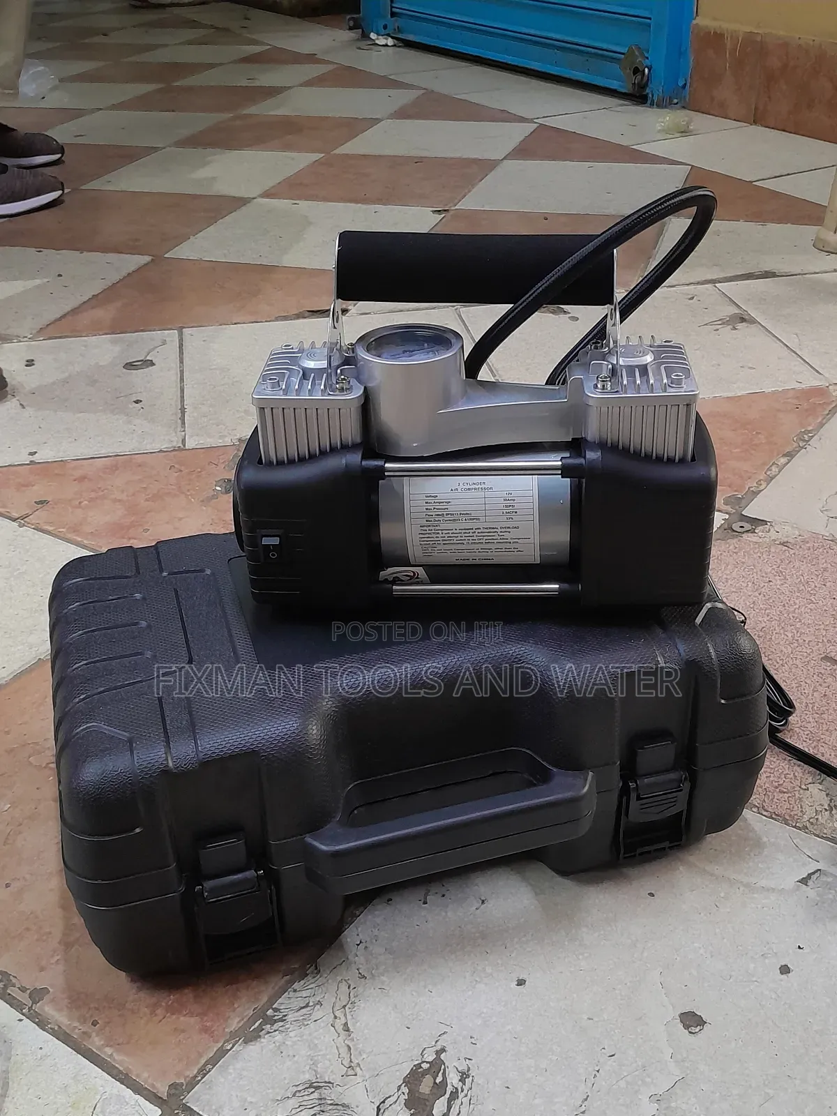 Portable Dc Air Compressor With Puncher Kit Set