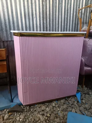Salon Reception Desk, Baby Pink and Gold 