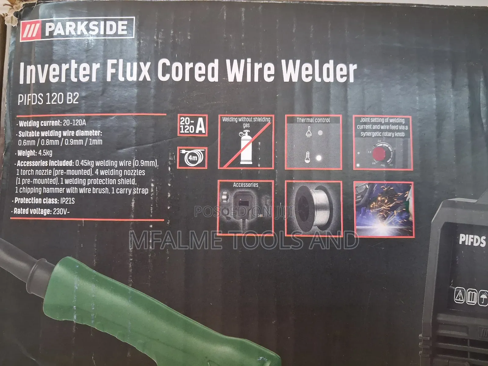 Portable Parkside Inverter Flux Cored Wire Welder.