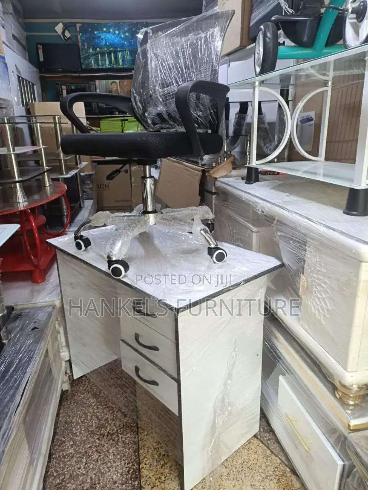 Combo White Desk and Mesh Chair