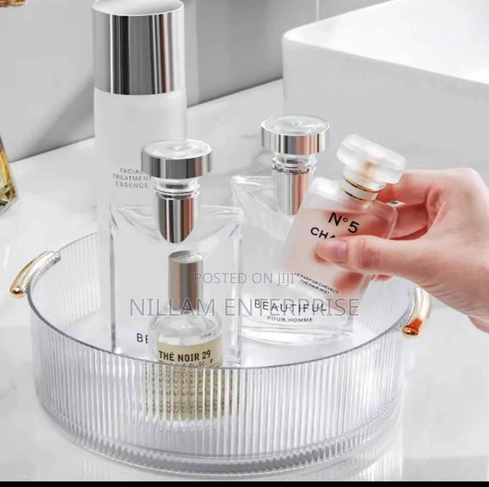 Ribbed Acrylic Lazy Susan/Cosmetic Organizer