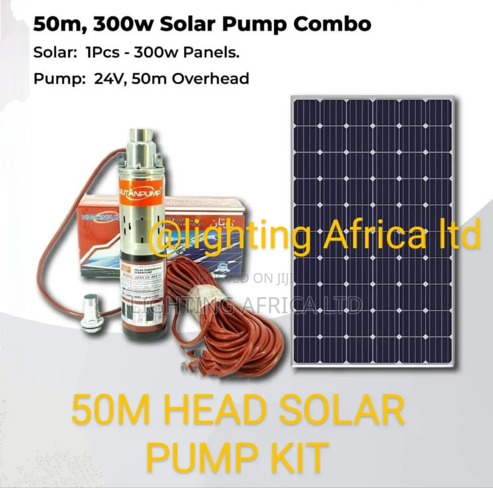Domestic Home 50m Head 1.5m^3 Submersible Pump With 300 Watts Solar