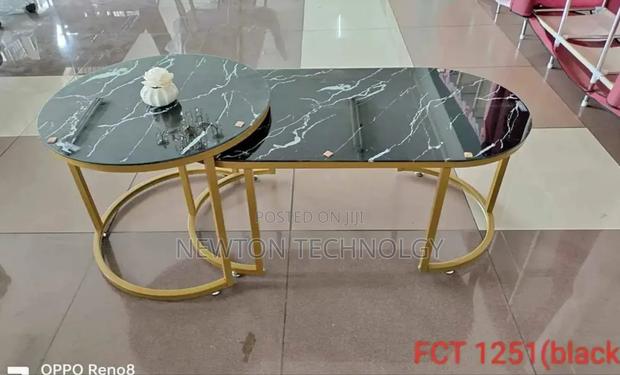 Marble Coffee Table Nesting Glass Effect - main view
