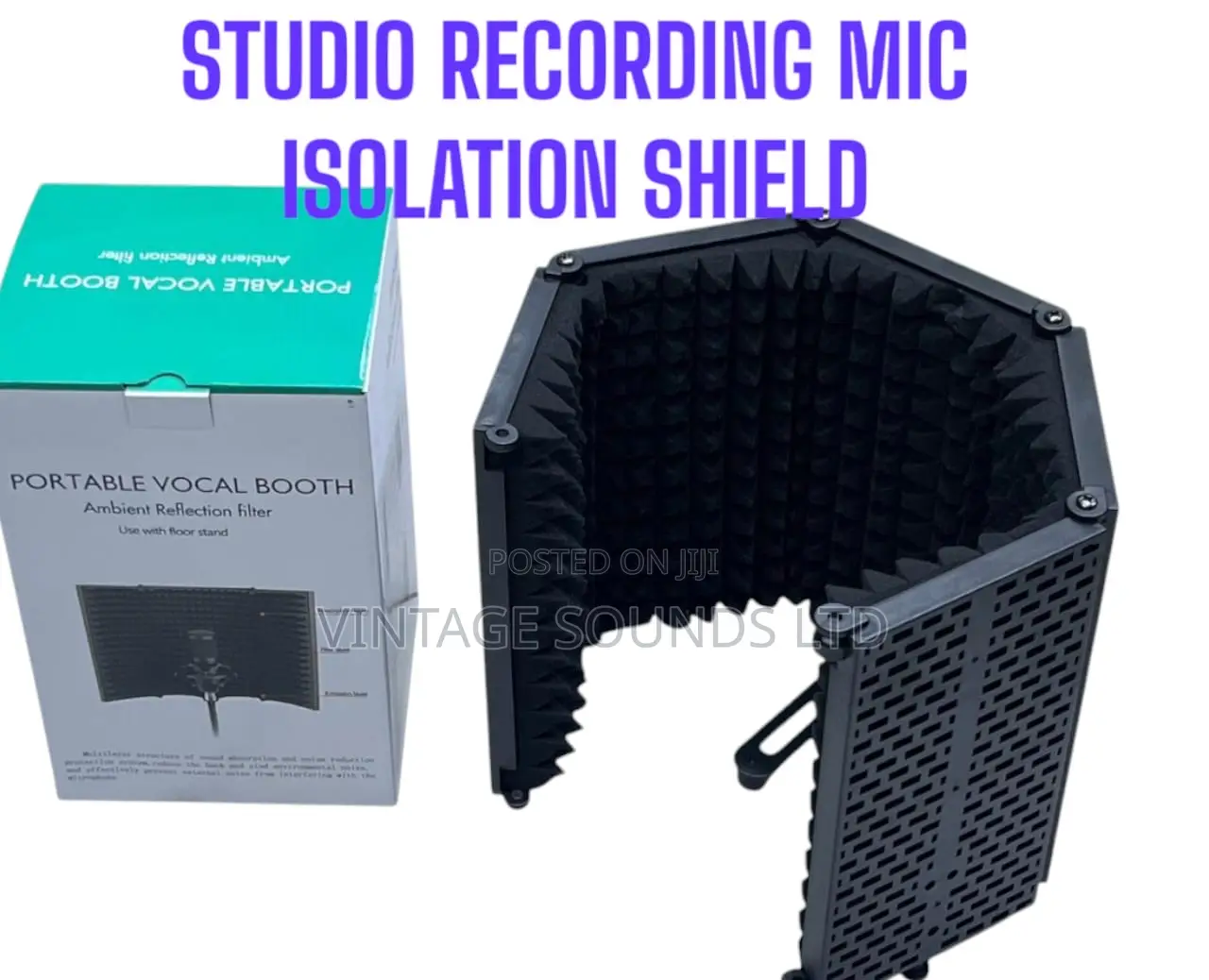 Studio Microphone Isolation Shield Black Foldable(5 Pane)