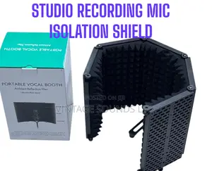 Studio Microphone Isolation Shield Black Foldable(5 Pane)