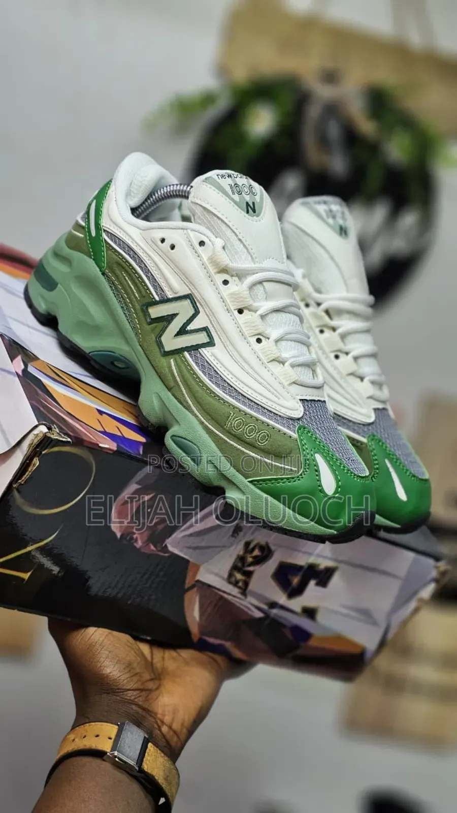 Green White New Balance 1000