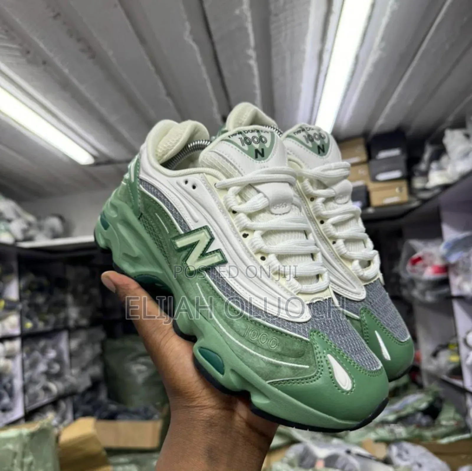 Green White New Balance 1000
