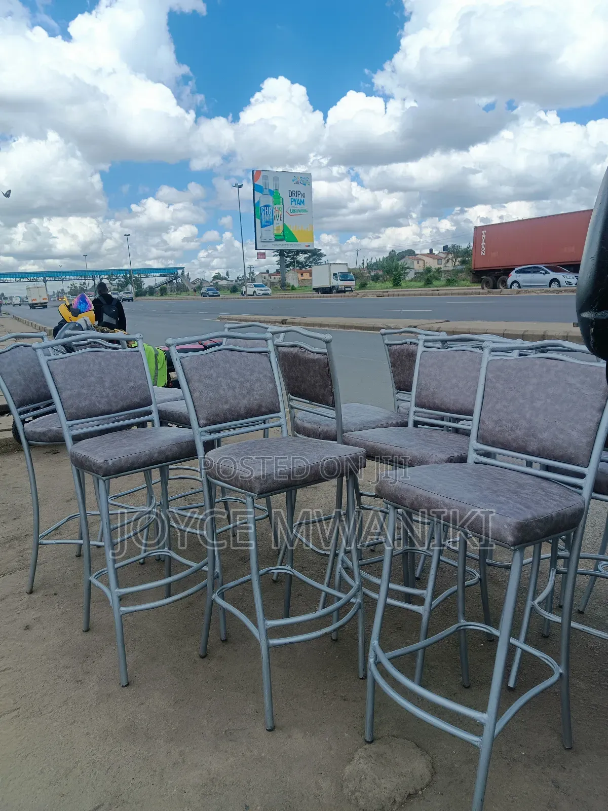 High Bar Balls Chairs, Silver, Grey Colour 