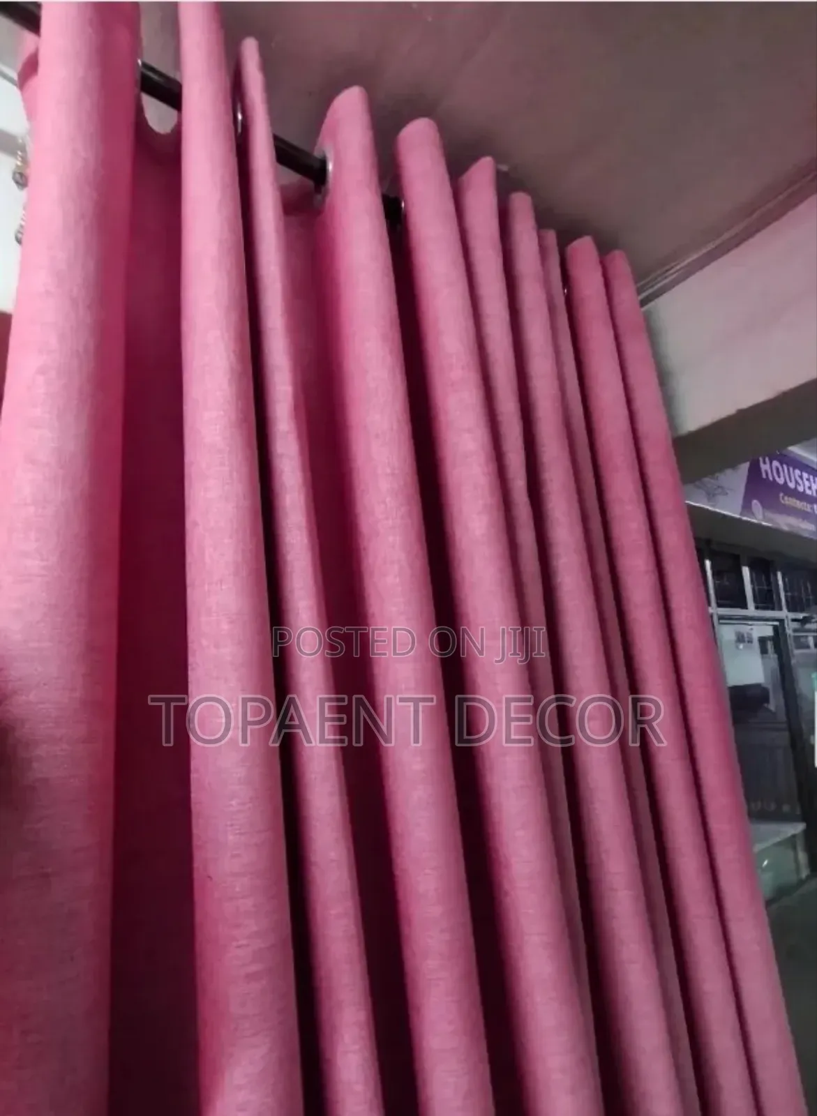 Pink Heavy Material Eyelates Window Curtains