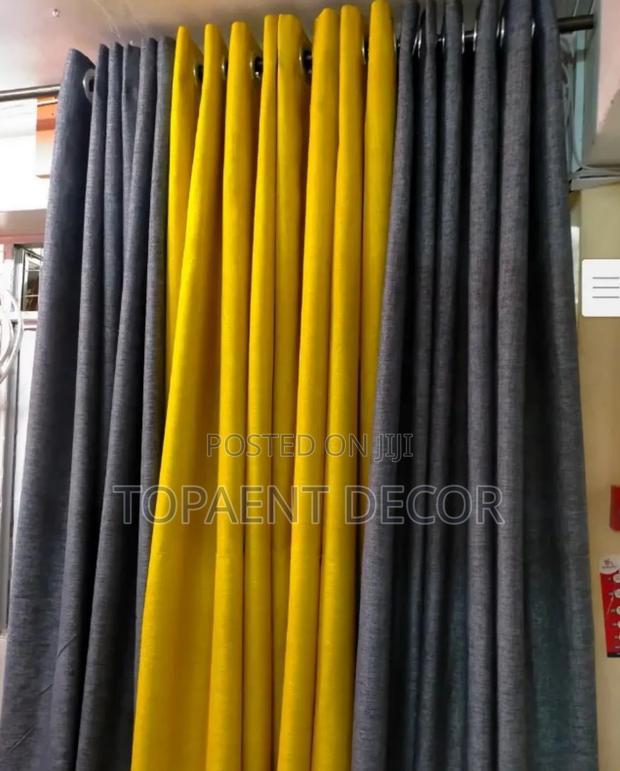 Bright Yellow and Dark Grey Mix Window Curtains - main view