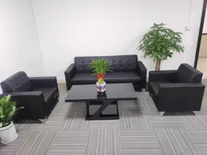 Sofas: Office Leather Modular Waiting Area Sofa for Five