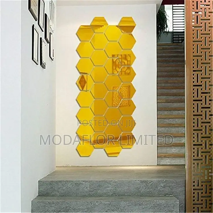 Instant Mirror Wall – Hexagon Adhesive Tiles!