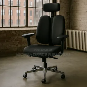 Dual Bolster High Back Orthopedic Office Seat With Headrest