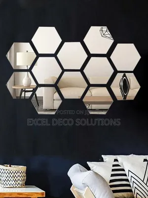 "Vintage Bronze Hex Mirror"