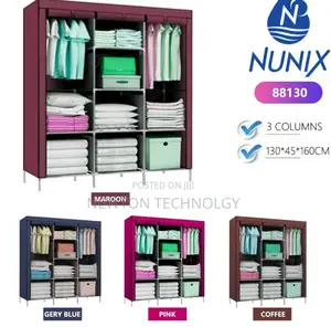 3-Column Portable Metallic Wardrobe