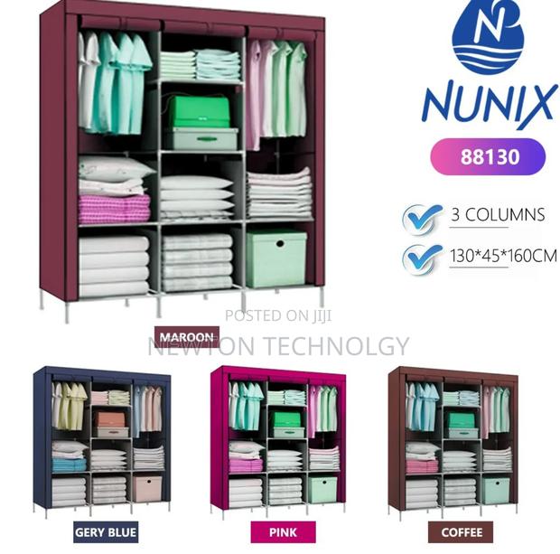 3-Column Portable Metallic Wardrobe