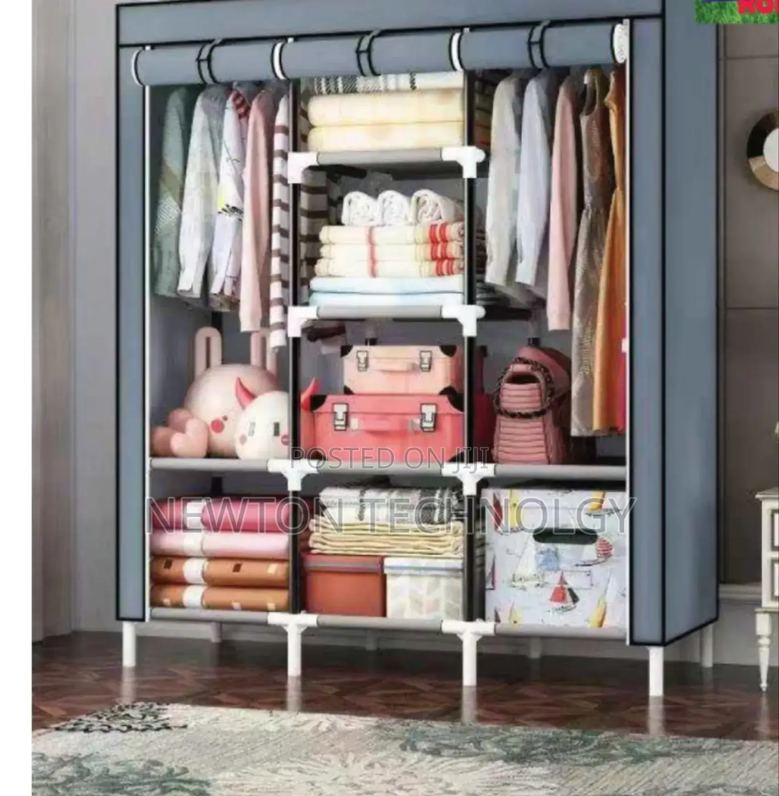 3 Columns Portable Wooden Wardrobe