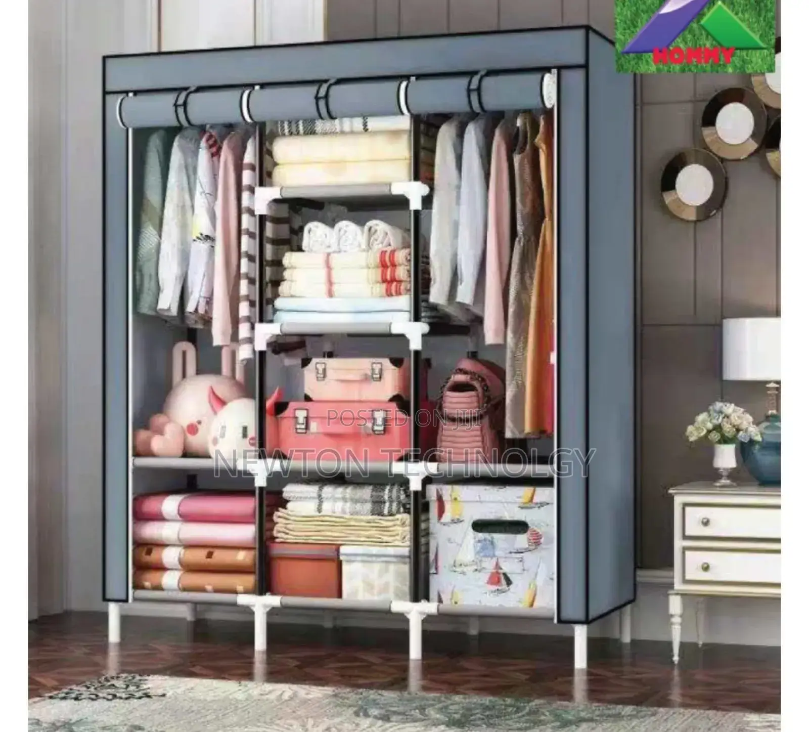 Nunix Portable Wooden 3 Column Wardrobe