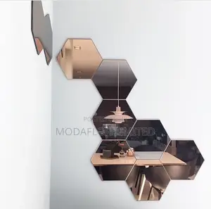 Hexagon Adhesive Mirror Set – No Drills Needed!