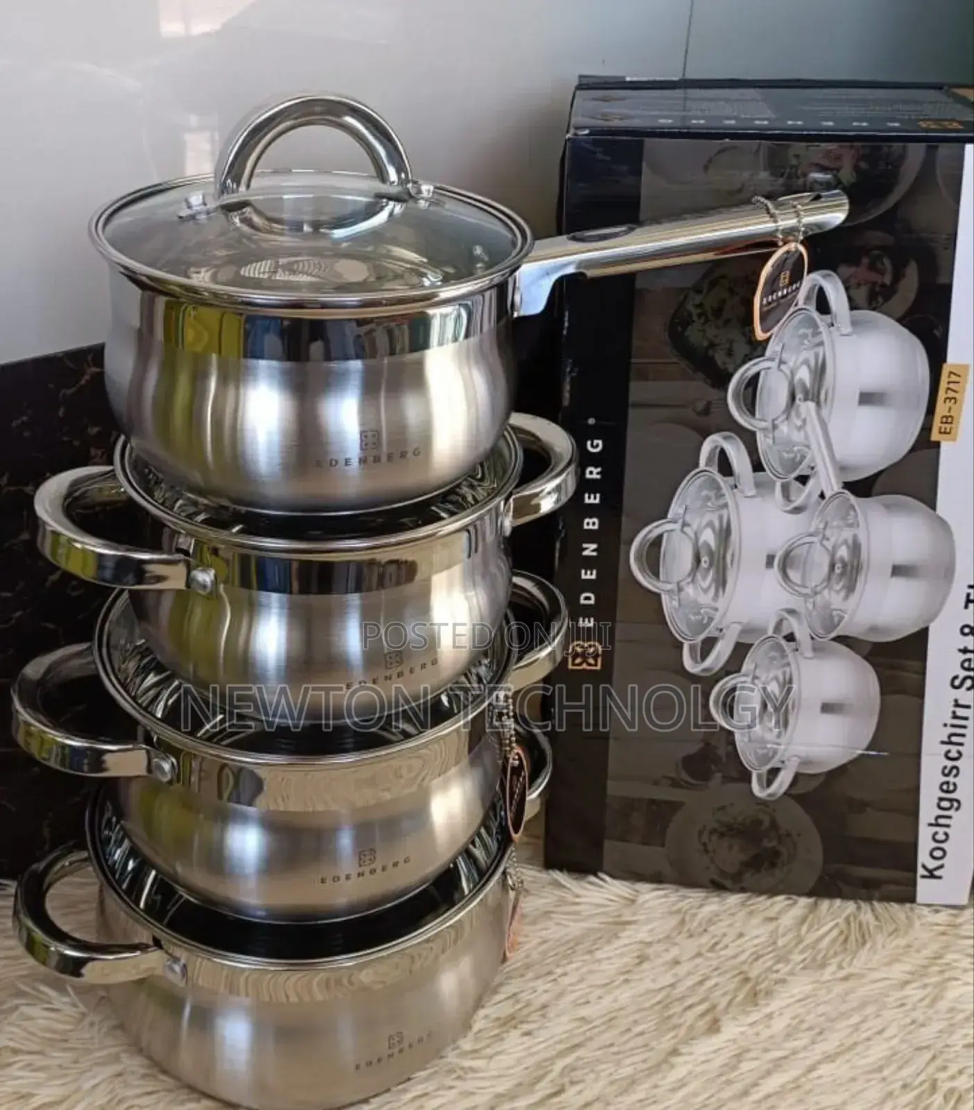 8 Pieces Edenberg Eb-3717 Stainless Steel Cookware Set