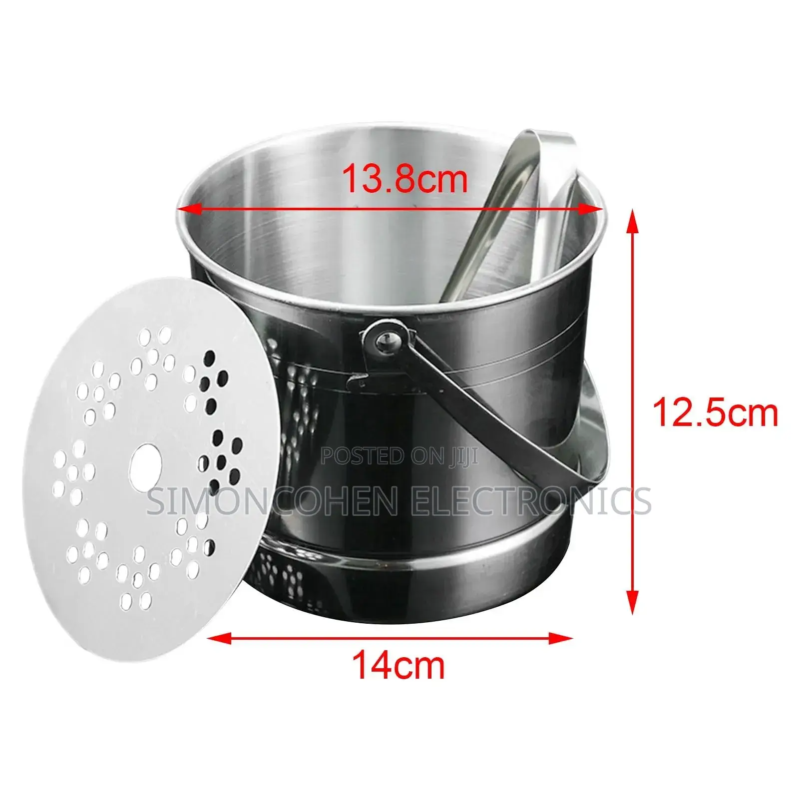 Metallic Ice Cube Bucket With Liquid Separator and Tongs