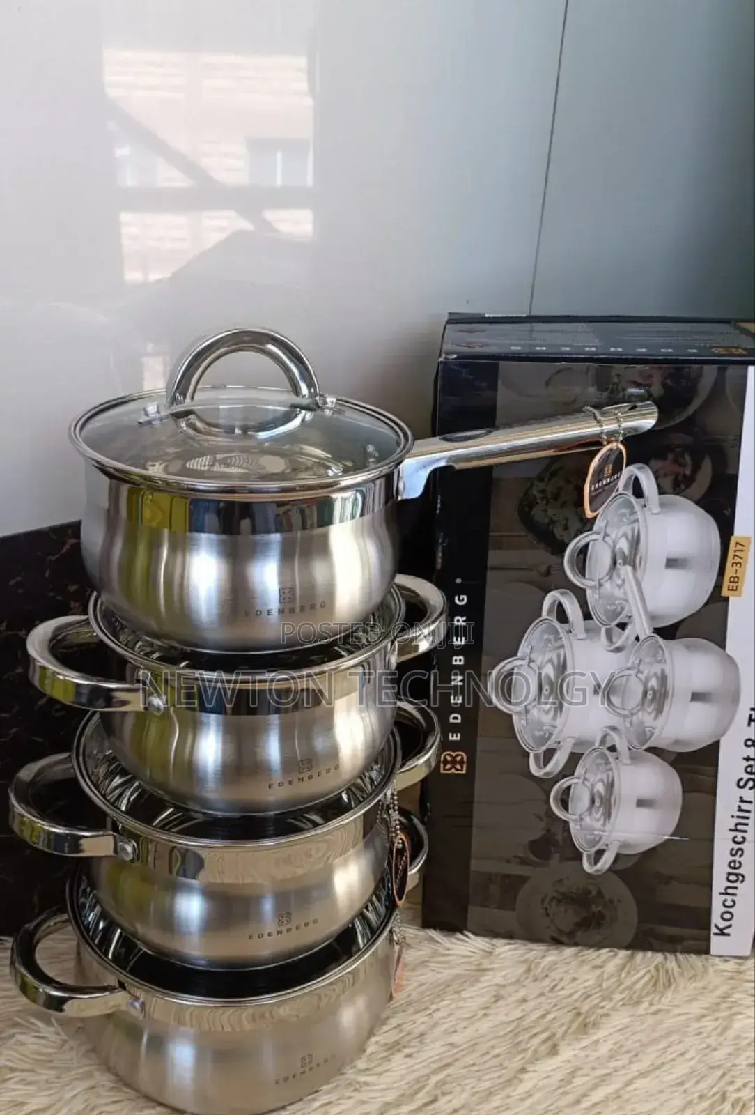 Edenberg Eb-3717 Stainless Steel Cookware Set 8pcs