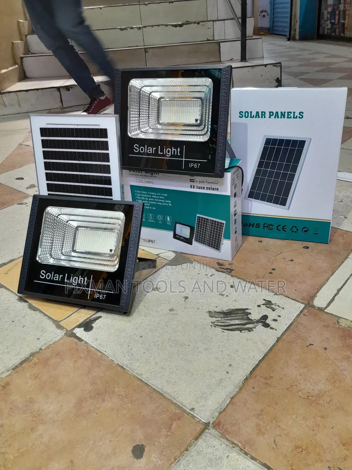Solar Flood Light 100watts + Panel And Remote