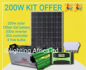 200 Watts Solar - 150ah Battery - 300w Inverter - 4 Free Dc Bulbs