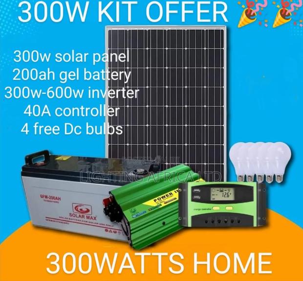 300 Watts Full Kit Solar - 200ah Battery - 600 Watts Inverter - main view