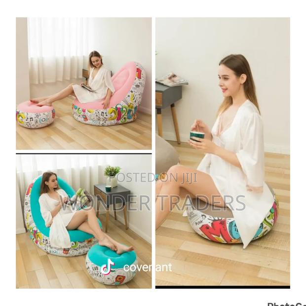 Inflatable Seat Plus Foot Rest With Pump,
